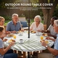 thumbnail image 3 of Round Outdoor Tablecloth with Umbrella Hole and Zipper, Palm Leaves Tablecloth with Elastic Waterproof, Modern Simple Tropical Botanical Sage Green Patio Table Covers for 45" - 54" Pool Tables, 3 of 9