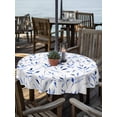thumbnail image 2 of Outdoor Tablecloth with Umbrella Hole Zipper Blue Leaf Round Tablecloth 60" Waterproof Outside Table Cloth Modern Botanical Foliage Plant Country Flower Patio Table Cover Tablecloths for Picnic Party, 2 of 8