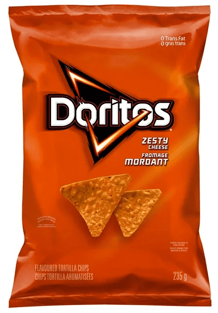 Doritos Zesty Cheese Flavored Tortilla Chips, 235g (4 Pack)