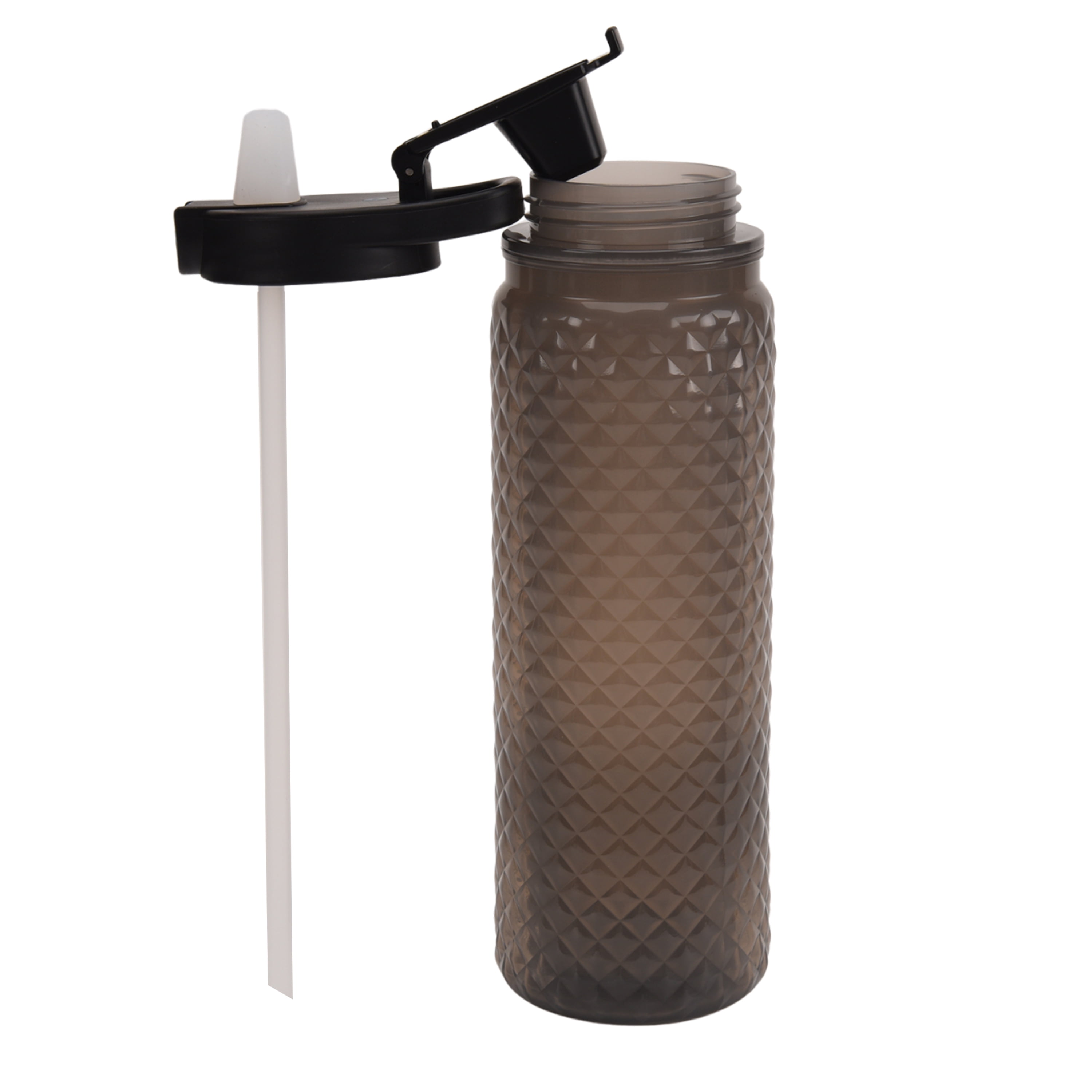 (2 pack) Mainstays 32-Ounce Plastic Textured Water Bottle, Black
