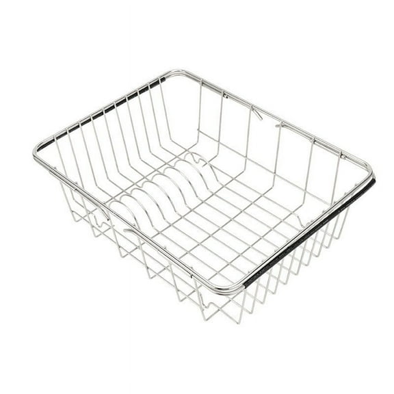 LMTODLFG Dish Drainer Rack in Sink Adjustable, 304 Stainless Steel Metal Dish Drying Rack Organizer with Stainless Steel Utensil Holder Over Inside Sink Counter, Rustproof