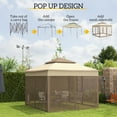 thumbnail image 3 of Outsunny 10.7' x 10.7' Pop Up Gazebo Outdoor Canopy Shelter with 2-Tier Soft Top & Removable Zipper Netting, Event Tent with Large Shade, Khaki, 3 of 9
