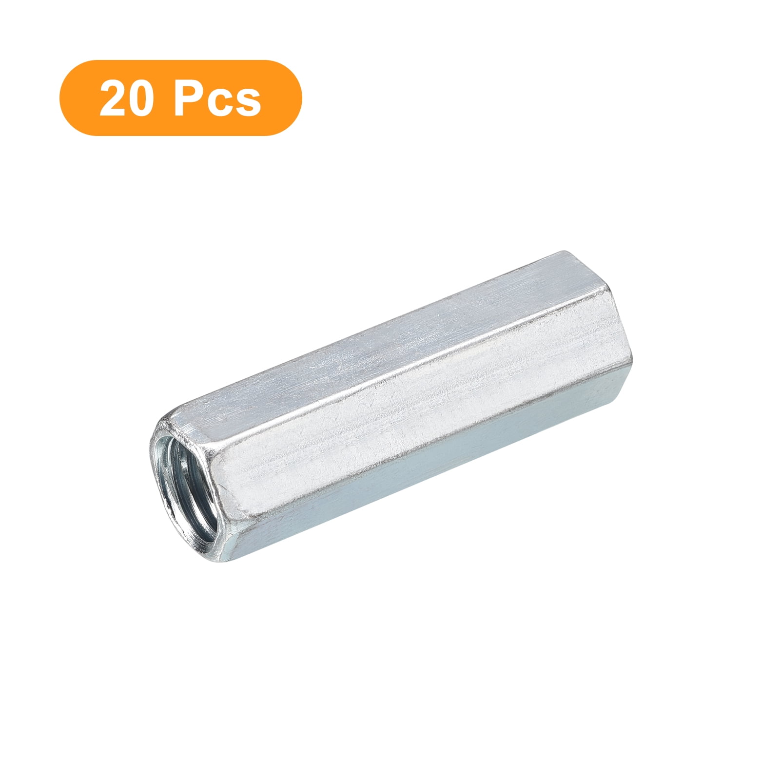 20pcs M12x15x50mm Coupling Nuts - Galvanized Carbon Steel Hex Threaded Rod Coupler for Furniture, Electronic, Industrial
