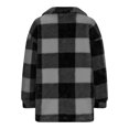thumbnail image 4 of Jinhomg Womens Casual Fleece Coat Thermal Comfy Long Sleeve Button Down Shirt Jacket Soft Cozy Plaid Print Sherpa Lined Outerwear Ladies Gift Spring Saving Gray S, 4 of 7
