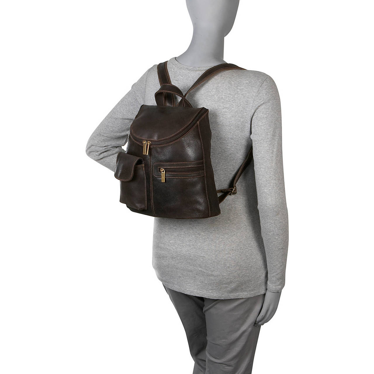Le Donne Leather Distressed Leather Womens Back Pack/Purse DS-9109 - image 4 of 4