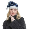 thumbnail image 5 of KLL Christmas Hats for Adults Plush Blueberry Print Santa Hat Xmas Fluffy Santa Claus Hat for Women Men, 5 of 6