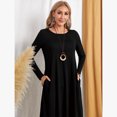 thumbnail image 5 of Women's Lounge Dress Long Sleeve Midi Long Dress Loose Casual Side Slit Dresses Pocket, 5 of 7