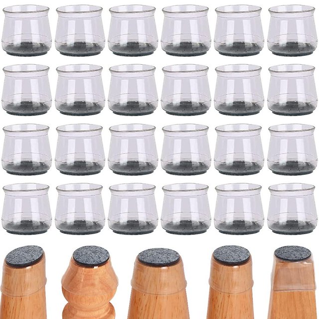 24 Uds. Protectores de patas de silla de silicona para suelos de madera dura cubiertas de pies de mesa, tapas de protección de patas de taburete, taza de muebles con fieltro kaili Sencillez