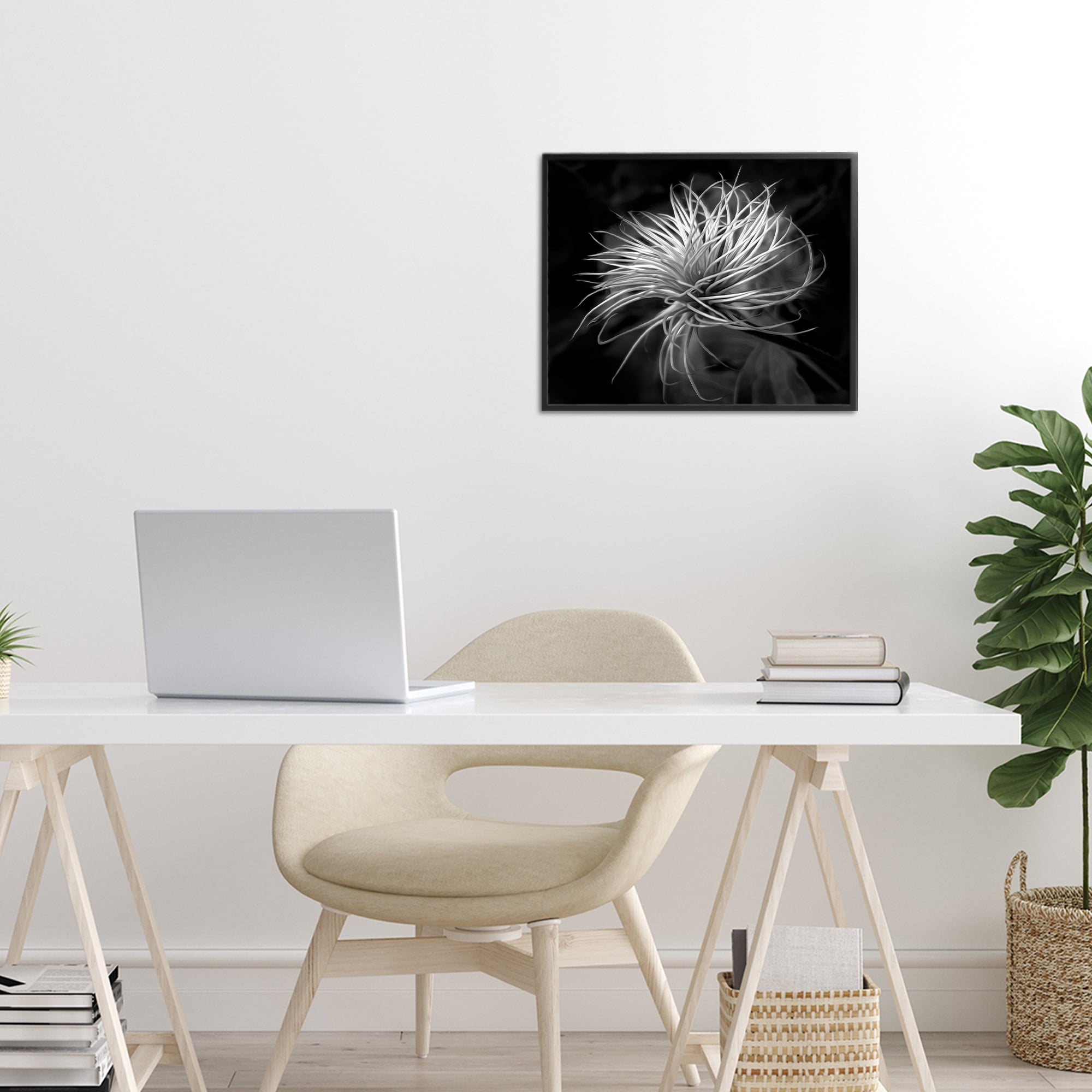 Twisting Botanical Leaves Contrast Black Framed Giclee Art, design by Phillip Flowers