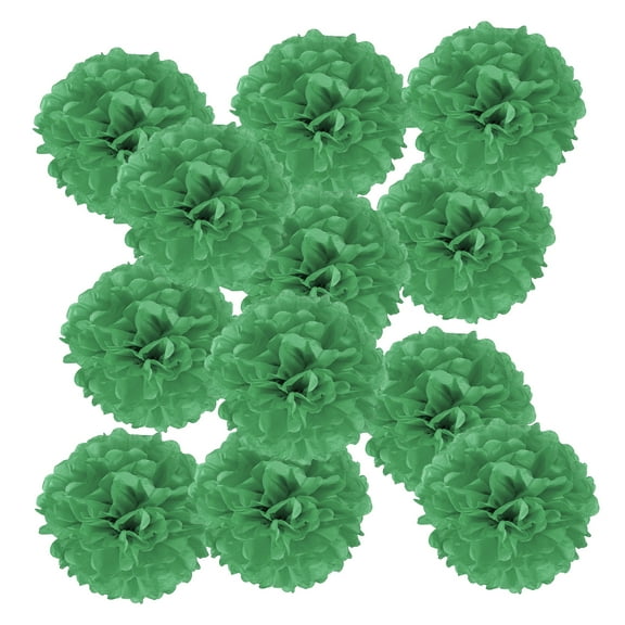 6inch Tissue Paper Pom Poms, 12PCS Pom Poms Paper Flowers Ball Tissue Paper Flowers for Wedding Bridal Shower Birthday Bachelorette Party Backdrop Decoration, Dark Green