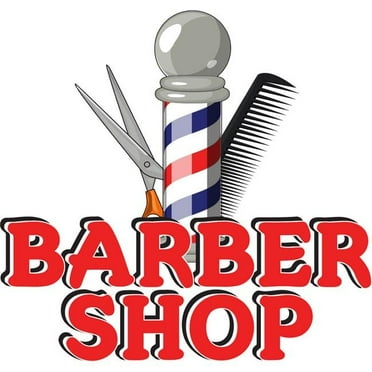 SignMission 16 in. Barber Shop Concession Decal Sign - Cart Trailer Stand Sticker Equipment