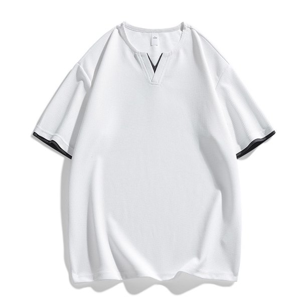 pstuiky Camisa de manga corta para hombre, Camisa informal de manga corta con solapa y botones sólidos para hombre camisas casuales para hombre xl