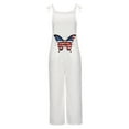 thumbnail image 4 of YABCSAZ 4th of July Outfits for Women Jumsuits Fashionable Casual Independence Day American Flag Print Romper Wide Leg Spaghetti Strap Sleeveless Looes Soft Comfortable Rompers with Pockets, 4 of 4