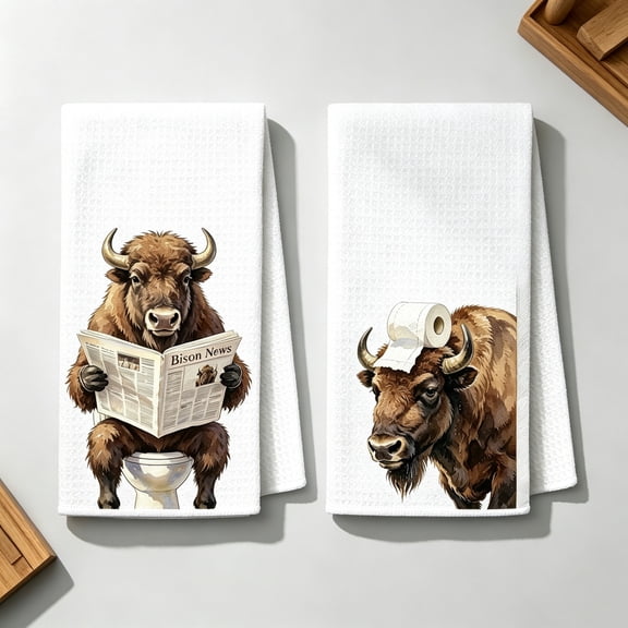 Hyknon 2 Pack Highland Cattle Hand Towels, Soft Absorbent Face Towel, Quick Dry, Lightweight, Spring Farmhouse Decor for Kitchen Bathroom Gift Supplies, 15.7x23.6 Inch