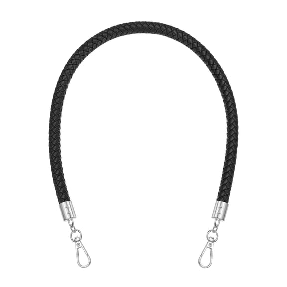 Uxcell Braided Purse Straps 62cm / 24" PU Leather Handles Replacement with Silver Buckle, Black