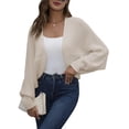 thumbnail image 2 of Cárdigans para Mujer, Cárdigan Corto Abierto por Delante, Suéter de Punto de Larga Tipo Murciélago, Top Tipo Albaricoque L, 2 of 10