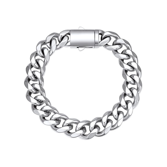 ChainsHouse 12MM Chunky Cuban Link Chain Bracelet for Men Women 19CM Stainless Steel Bracelet Jewelry Gift for Father's Day,Christmas,Birthday,Valentines