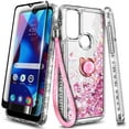 thumbnail image 6 of Nagebee Phone Case Compatible for Motorola Moto G Play (2023) with Tempered Glass Screen Protector, Sparkle Glitter Flowing Liquid Waterfall [Ring Holder & Wrist Strap] Women Girls Case (Rose Gold), 6 of 6