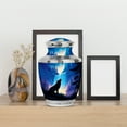 thumbnail image 4 of MUKTIVE Waterfall Memorial Urn for Human Ashes Adult Women for Funeral, Blue Burial Urns for Mom & Dad, Large Forest Decorative Urn for Ashes for Male, Forest Design Cremains Container, 10 Inch, 4 of 7