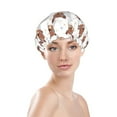 thumbnail image 2 of Abstract Cute Cat Face Shower Cap, Reusable Bath Hair Hat for all Hair Lengths Hair Cover with Elastic Band Double Waterproof Layers Bathing Hat, 2 of 5
