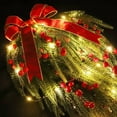 thumbnail image 6 of Christmas Wreath, Indoor Outdoor Wall Hanging Door Decor, Red Berries Bows, 60cm Teardrop Swag for Home Garden Fence Holiday Decoration, 6 of 8