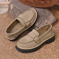 thumbnail image 4 of Xucatan Trendy Women's Chunky Sole Loafers with Suede Finish and Buckle Accent, Slip-On Comfort Shoes with Textured Rubber Outsole, Padded Footbed Lightweight Walking Shoes for Spring Gift, 4 of 9