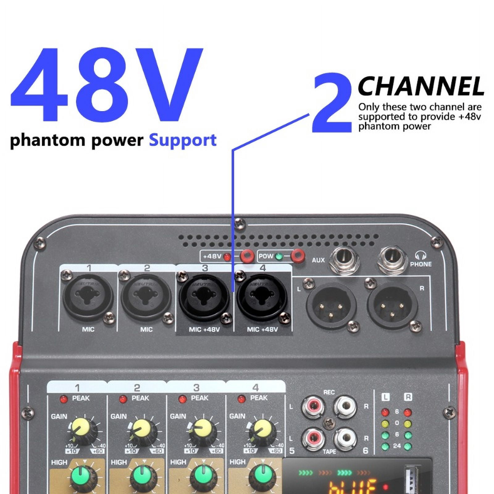 6-Channel Mixing Console Mixer Sound Mixing DJ Console for Outdoor Party Recording Studio