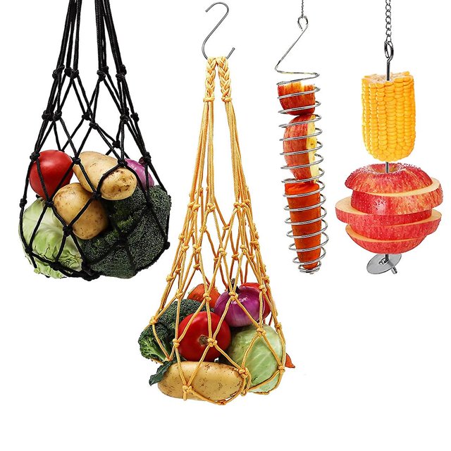 4 uds. alimentadores de pollo, juguetes de alimentación, verduras, frutas y verduras, hilo Afortunado Sencillez