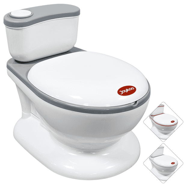 Bañito Entrenador para Niños Diseño Realista Asiento con Sistema Anti Salpicaduras Espacio para Toallitas Base Antideslizante - Gris