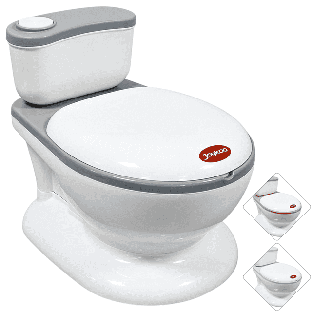 Bañito Entrenador para Niños Diseño Realista Asiento con Sistema Anti Salpicaduras Espacio para Toallitas Base Antideslizante - Gris