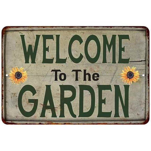 Welcome to the Garden Vintage Look Garden Chic 8x12 Metal Sign 108120020041