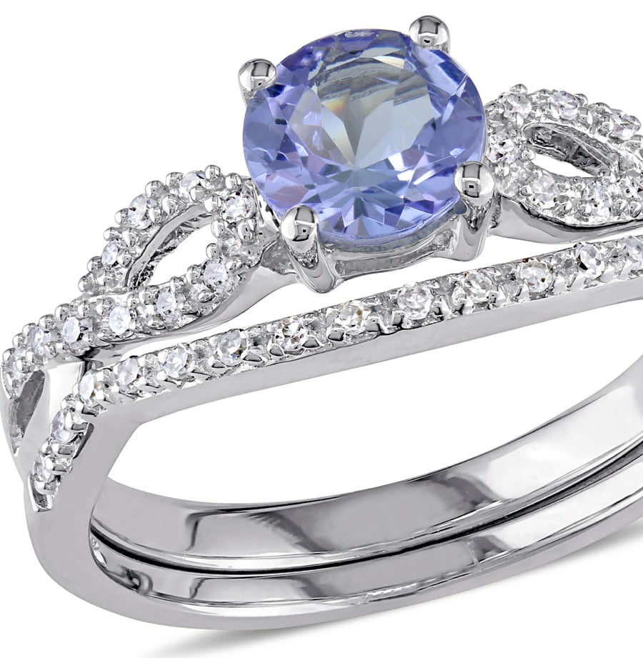 Gem And Harmony 1.00 Carat (ctw) Tanzanite Engagement Ring & Wedding