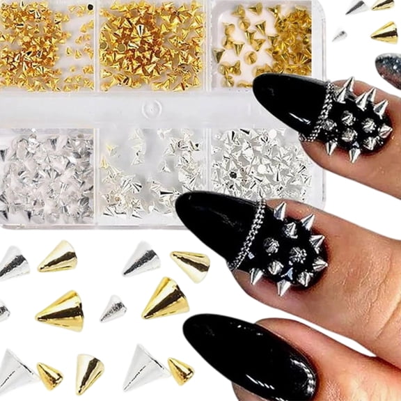 6 Piece Gothic Nail Rhinestones Metal Accent Embellishments Manicure Decorations