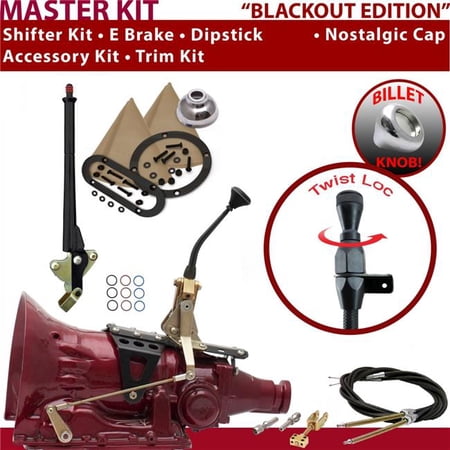 American Shifter 4L60E Shifter Kit Black 8 in. E Brake Cable Trim Kit Dipstick for ED941