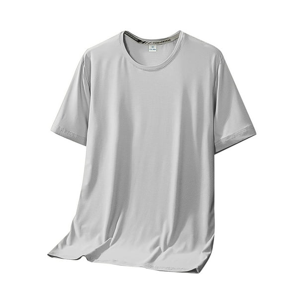 Camiseta deportiva de manga corta de secado rápido para hombre - Prenda de gimnasio que absorbe la humedad, transpirable y elástica en 4 direcciones, L-XXXXXXL, senderismo/ciclismo