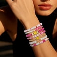 thumbnail image 4 of Miommo Stretchy Bead Charm Bracelet Set for Women & Girls, 7PCS Adjustable Cute Stacking Bracelets with Smiley Face Heart Star Beads for Kids Teens Friendship Gifts, White, 4 of 7