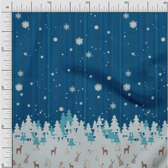 Soimoi Cotton Voile Fabric Cedar Tree & Snowflake Panel Fabric Prints by Yard 42 Inch Wide
