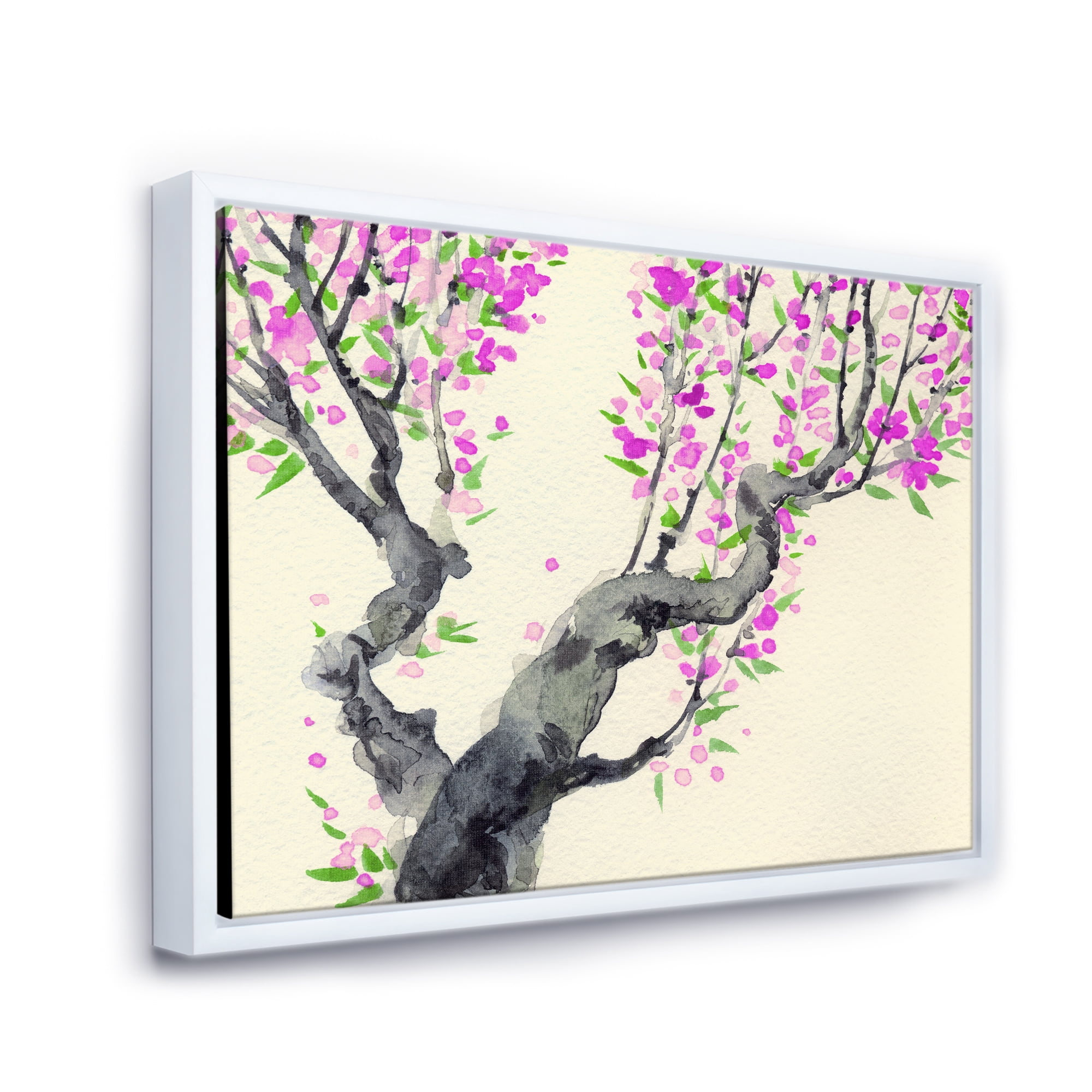 Designart 'The Japanese Tree With Purple Flowers On' Traditional Framed Canvas Wall Art Print