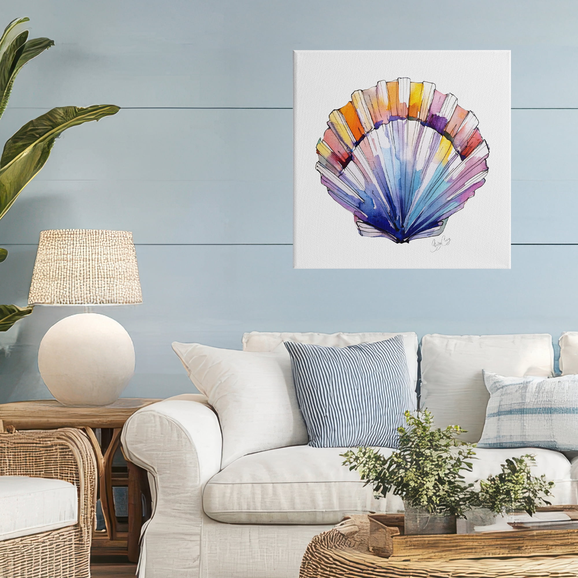 Stupell Industries Coastal Scallop Watercolor Canvas Wall Art, design by Shelly Craig