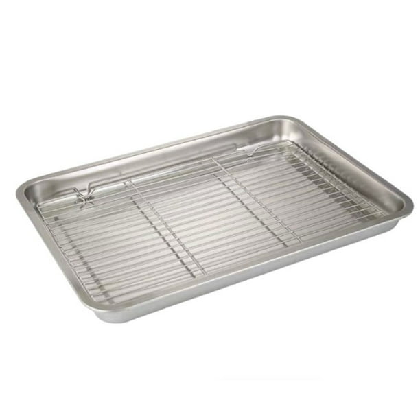 Bearachild Colador Rectangular Platos de almacenamiento de verduras Utensilios para hornear de acero inoxidable Rejilla de enfriamiento de alambre Cocina y Comedor 36×27×4.8 cm Bearachild HA067652-02