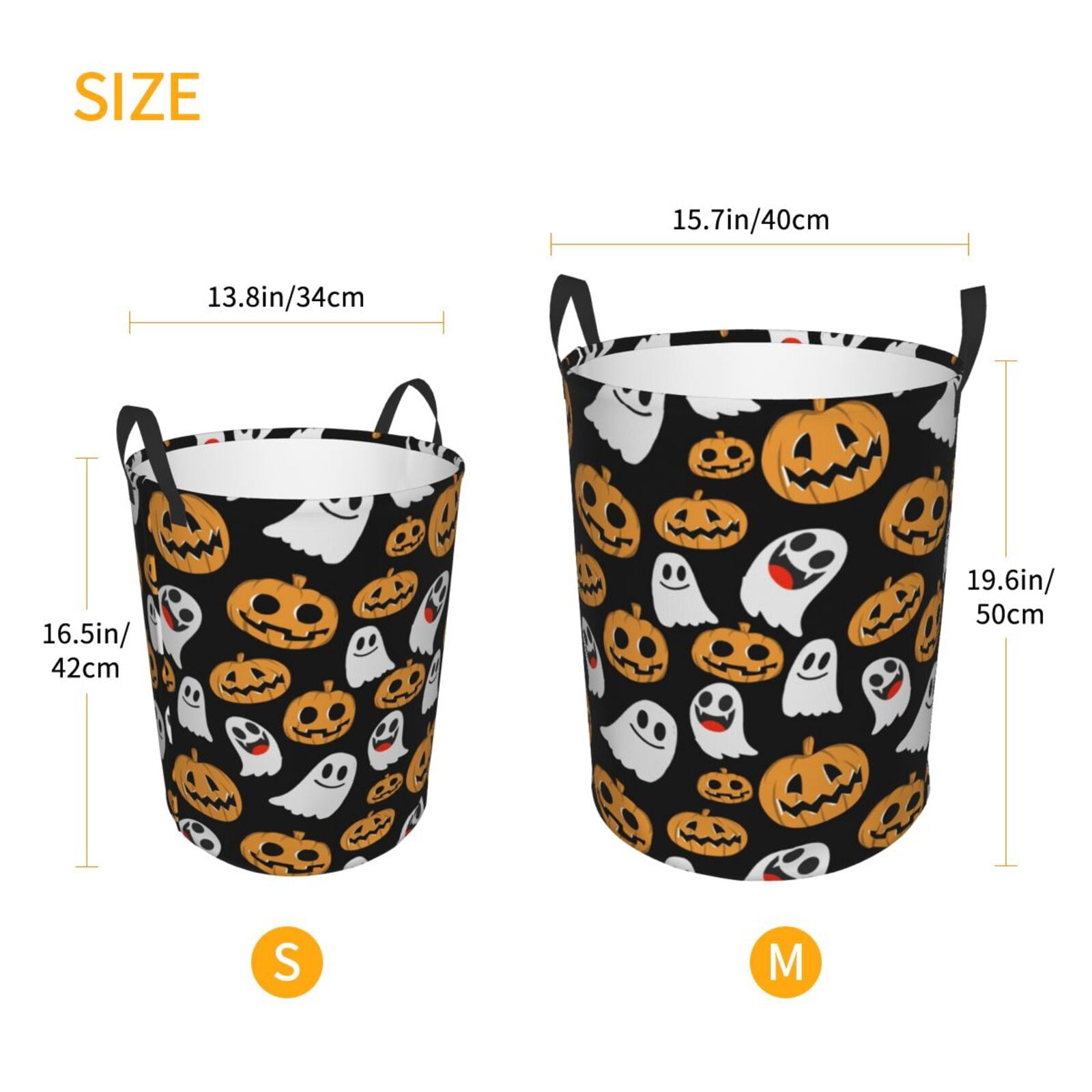 Large Laundry Basket with Handles - cartoon halloween pumpkin print Kids Baby Dirty Clothes Laundry Hamper for Bedroom Aesthetic