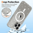 thumbnail image 4 of Entronix Magnetic Clear Case for iPhone 15 Pro, Sparkly Shockproof Slim Protective Cover, Pink, 4 of 6