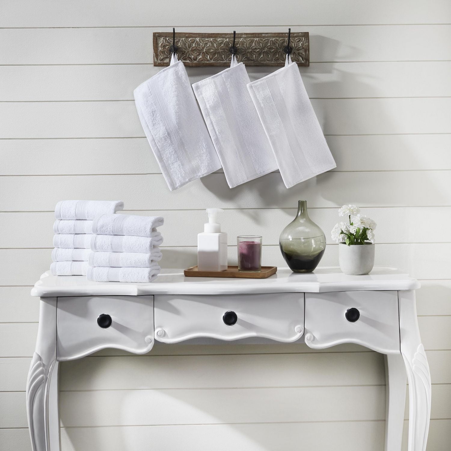 Fabstyles Premium Face Towels Set of 12, Soft and Absorbent Washcloth for Daily Use, 14 in x 14 in, Luxury Fingertip Towels Made Cotton