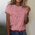 thumbnail image 2 of Cmfcve Summer Shirts for Women Round Neck Button Tunic Blouse Short Sleeves Printed Vacation Tee Shirt, 2 of 6