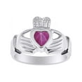 thumbnail image 1 of RYLOS Rings Sterling Silver Claddah Love, Loyalty & Friendship Heart 6MM Gem Irish Wedding Band Claddagh Rings July Star Ruby Jewelry Size 6, 1 of 6