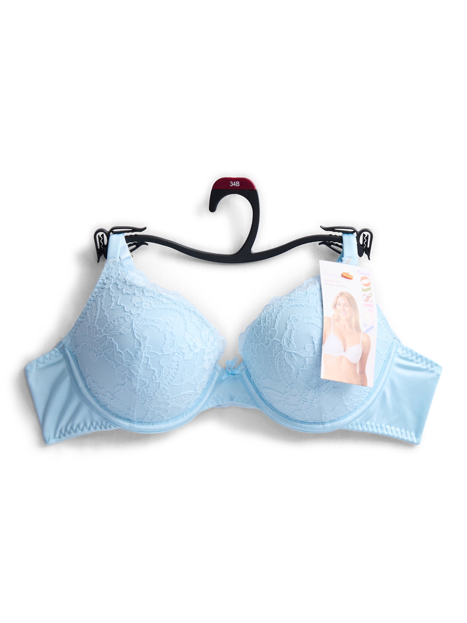 Joyspun Women's Bridal Lace and Satin Push Up Bra, Sizes XS-XXXL