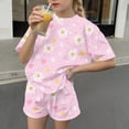 thumbnail image 4 of Eltusu 2 Pieces Girls Outfit Sets, Loose Fit Sports Short Sleeve T-Shirts and Shorts Sets Multicolor Size 9-10T, 4 of 5