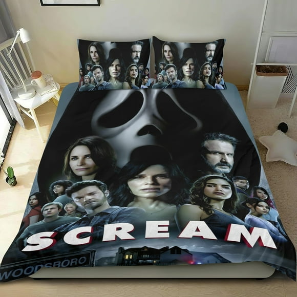 Película Scream Conjunto de sábanas temático, trío de piezas, cómodo y amigable con la piel, diseño único, regalo de decoración para el hogar para familiares, amigos y fans,140cm *210cm