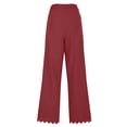 thumbnail image 5 of RQYYD Women's Summer Wide Leg Pants Drawstring Waist Textured Trousers with Scalloped Hem for Women, 5 of 5