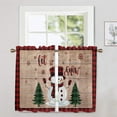 thumbnail image 3 of Goory Christmas Kitchen Valance Rod Pocket Cafe Tier Slot Top Bathroom Scarf Xmas Short Window Curtain Thermal Insulated Half Window Drapes Style-E 2pc-Tier Curtain: W:27.5''x H:36'', 3 of 6